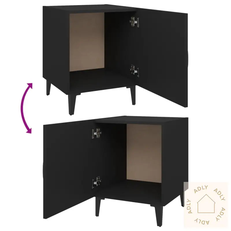 Nattbord 2 Stk Svart Konstruert Tre