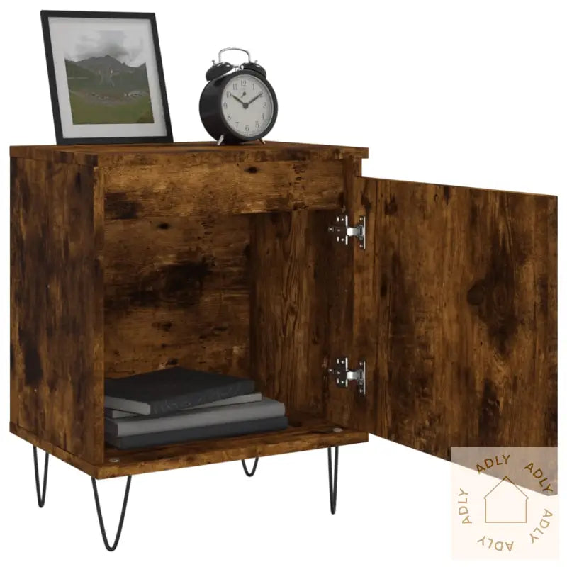 Nattbord 2 Stk Røkt Eik 40X30X50 Cm Konstruert Tre
