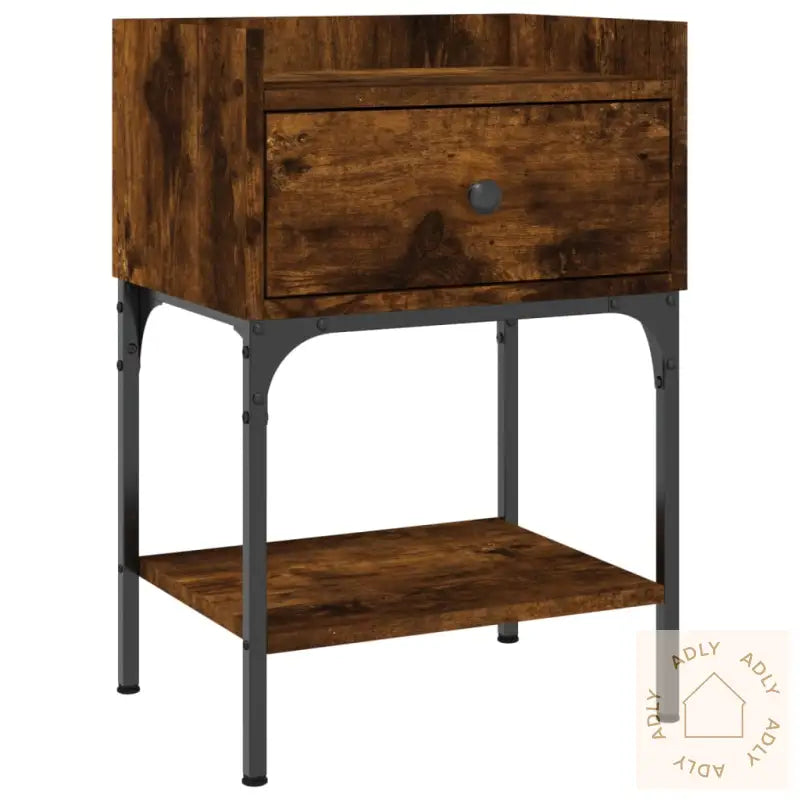 Nattbord 2 Stk Røkt Eik 40,5X31X60 Cm Konstruert Tre