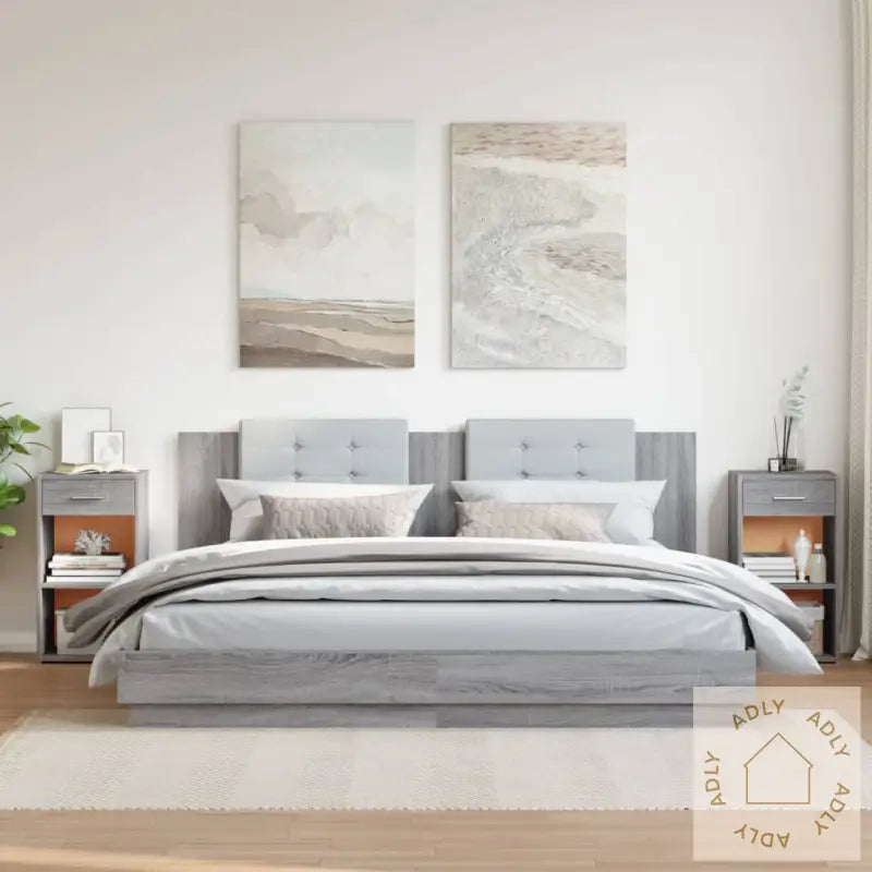 Nattbord 2 Stk Grå Sonoma 35X34X65 Cm Konstruert Tre