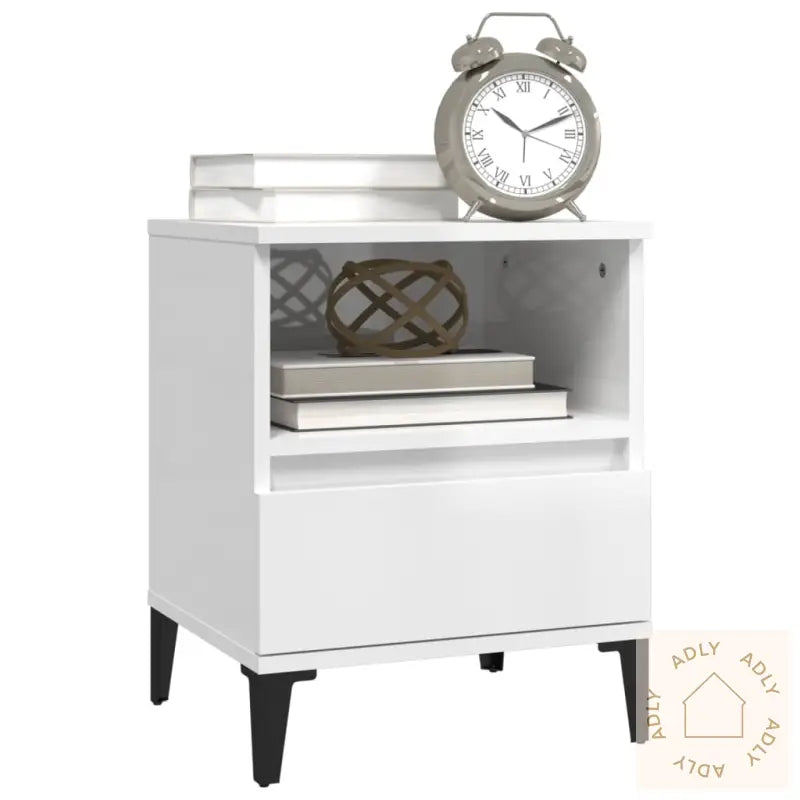 Nattbord 2 Stk Høyglans Hvit 40X35X50 Cm