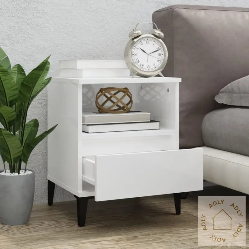 Nattbord 2 Stk Høyglans Hvit 40X35X50 Cm