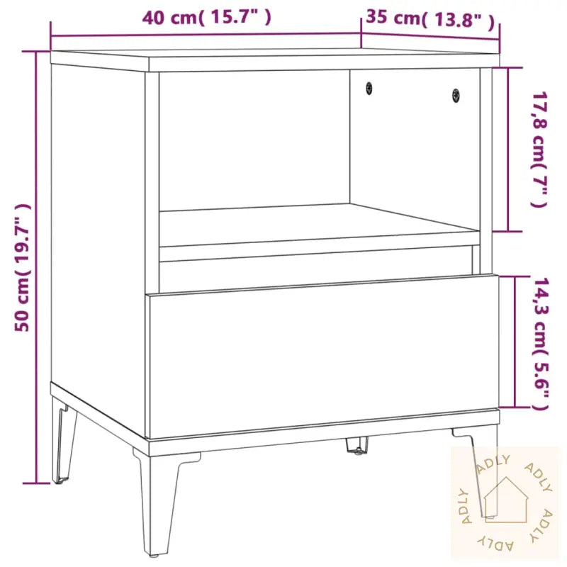 Nattbord 2 Stk Høyglans Hvit 40X35X50 Cm