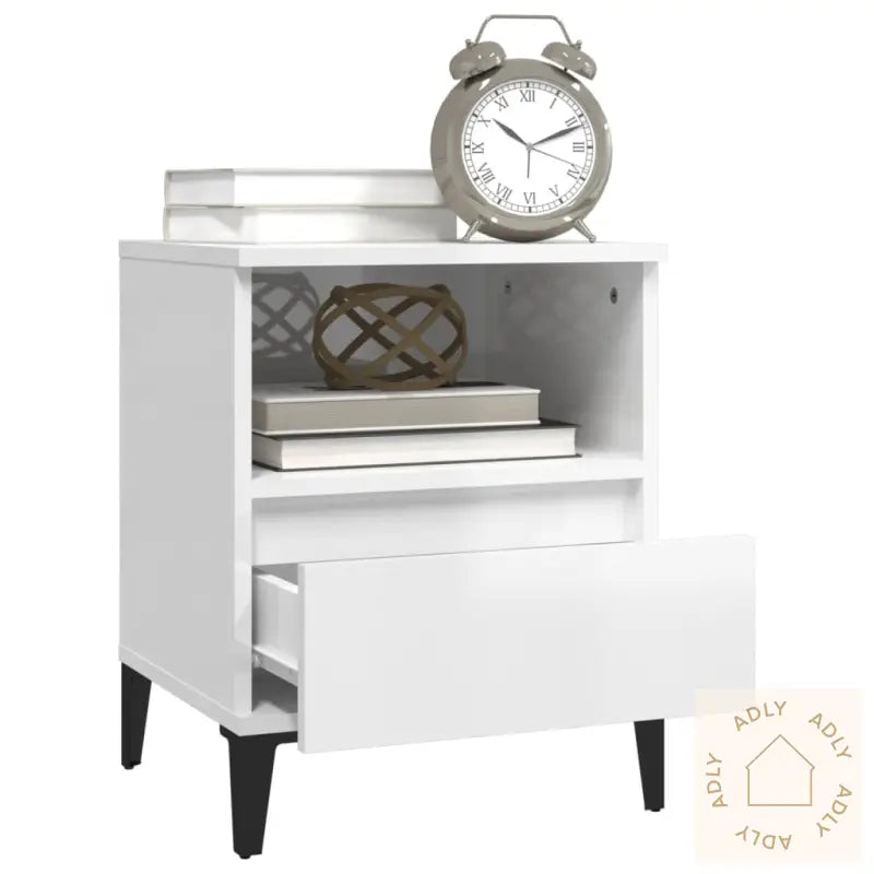 Nattbord 2 Stk Høyglans Hvit 40X35X50 Cm