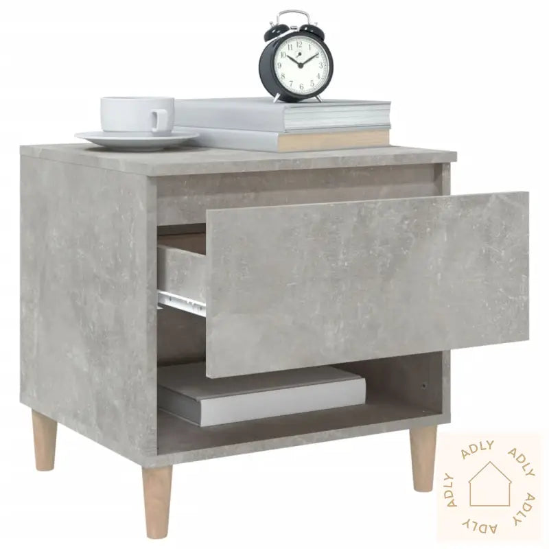Nattbord 2 Stk Betonggrå 50X46X50 Cm Konstruert Tre