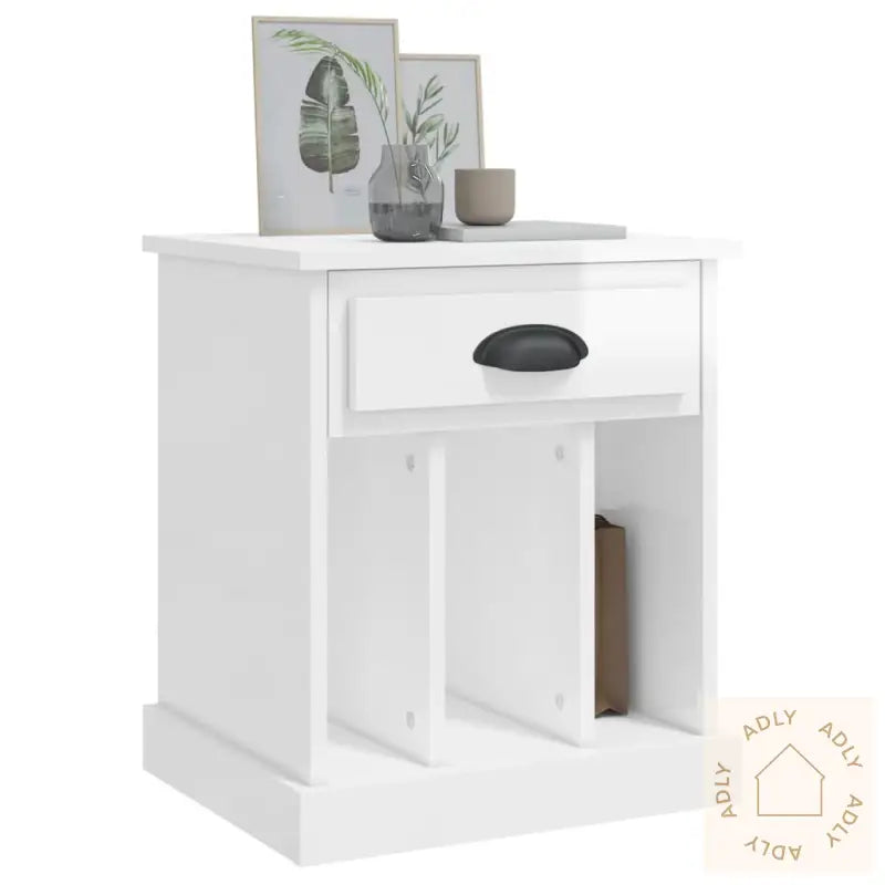 Nattbord 2 Stk Høyglans Hvit 43X36X50 Cm