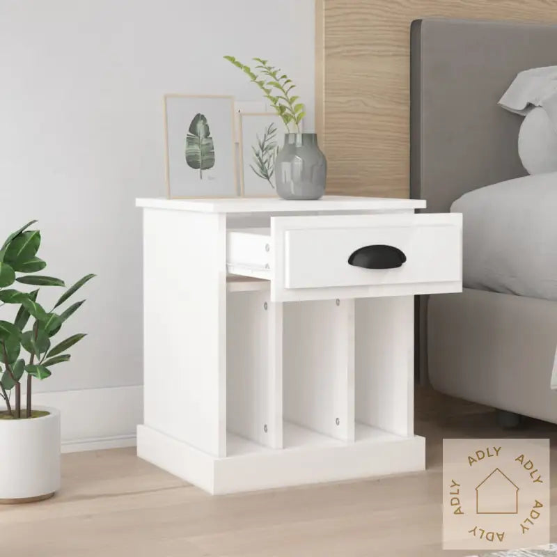 Nattbord 2 Stk Høyglans Hvit 43X36X50 Cm