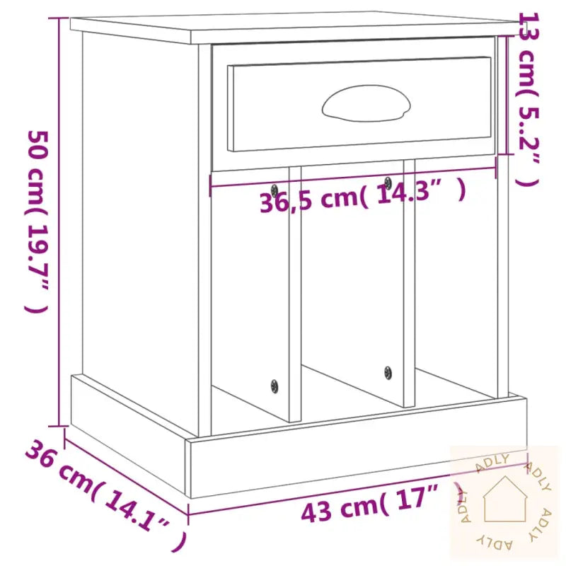 Nattbord 2 Stk Hvit 43X36X50