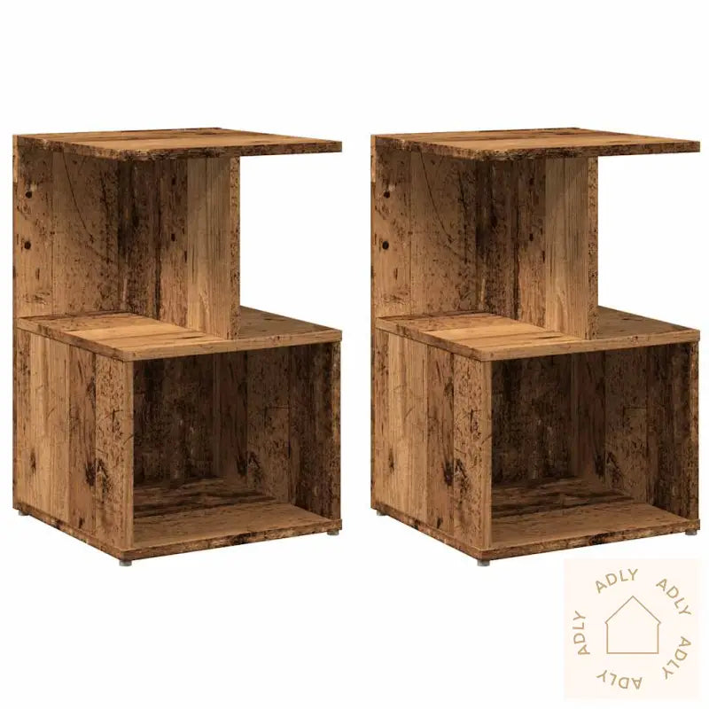 Nattbord 2 Stk Gammelt Tre 35X35X55 Cm Konstruert Tre