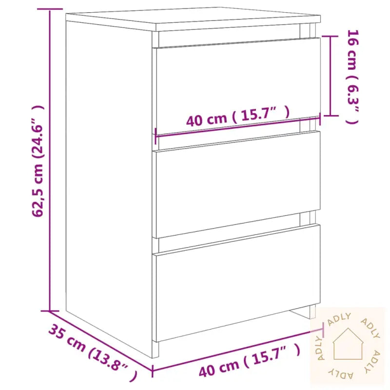 Nattbord 2 Stk Betonggrå 40X35X62,5 Cm Konstruert Tre