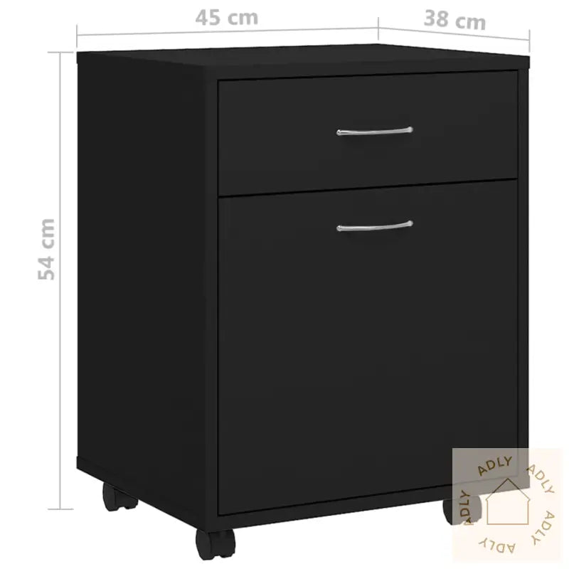 Rulleskap Svart 45X38X54 Cm Konstruert Tre