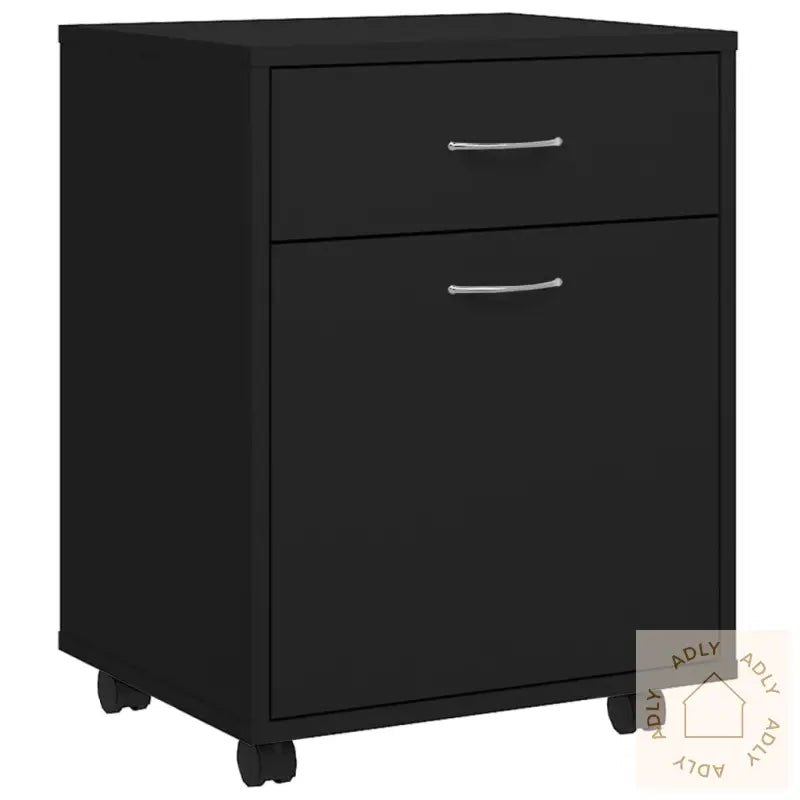 Rulleskap Svart 45X38X54 Cm Konstruert Tre