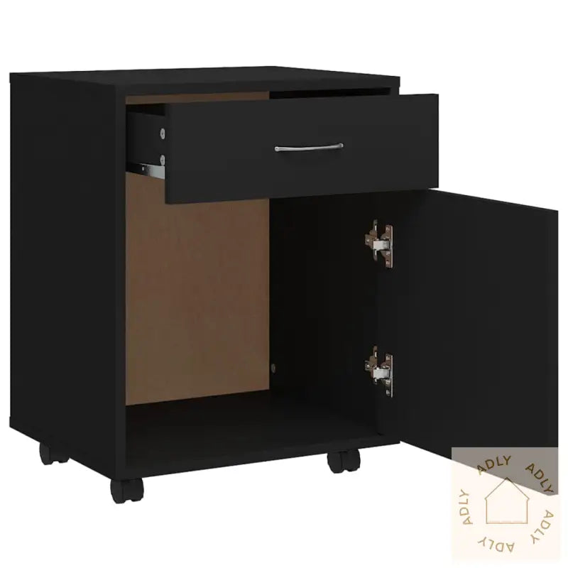 Rulleskap Svart 45X38X54 Cm Konstruert Tre