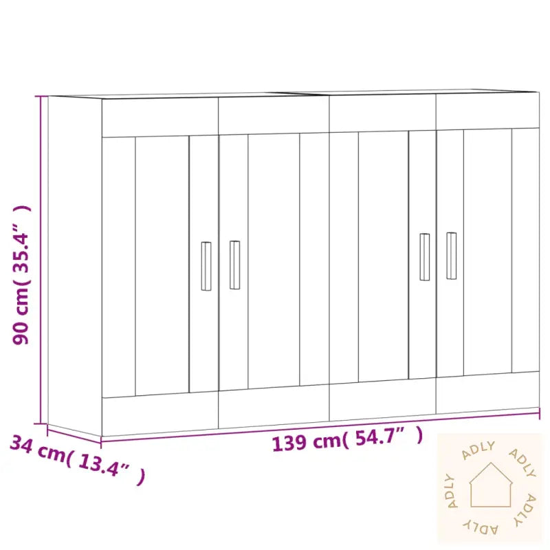 Veggskap 2 Stk Svart Konstruert Tre
