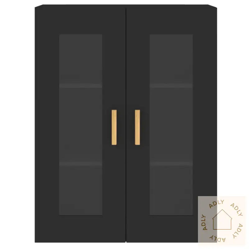 Veggskap 2 Stk Svart Konstruert Tre