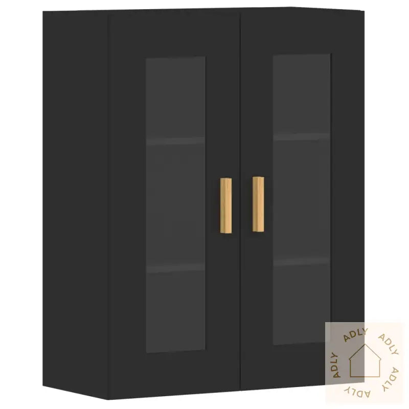 Veggskap 2 Stk Svart Konstruert Tre