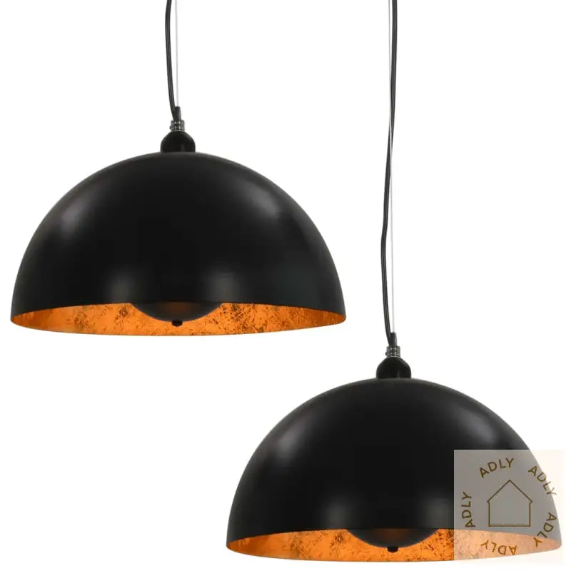 Taklamper 2 Stk Svart Og Gull Halvkuleformet 40 Cm E27