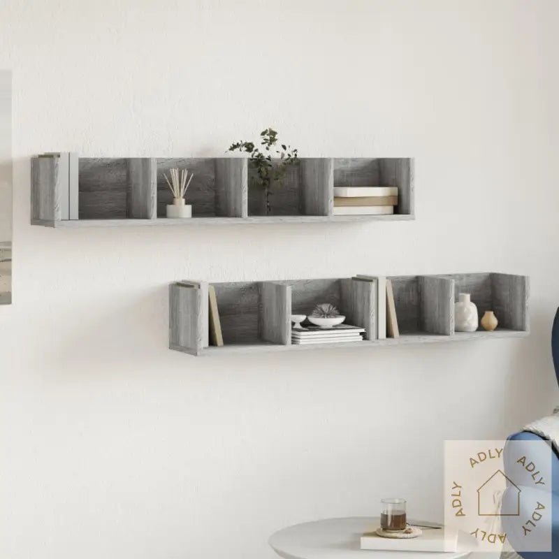 Veggskap 2 Stk Grå Sonoma 99X18X16,5 Cm Konstruert Tre