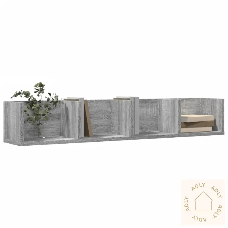 Veggskap 2 Stk Grå Sonoma 99X18X16,5 Cm Konstruert Tre