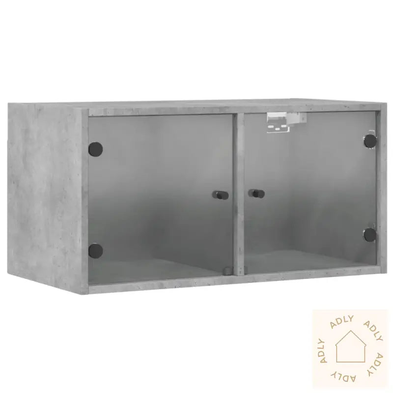 Veggskap Med Glassdører 2 Stk Betonggrå 68,5X37X35 Cm