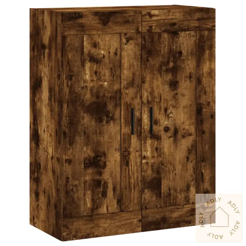 Veggskap 2 Stk Røkt Eik Konstruert Tre