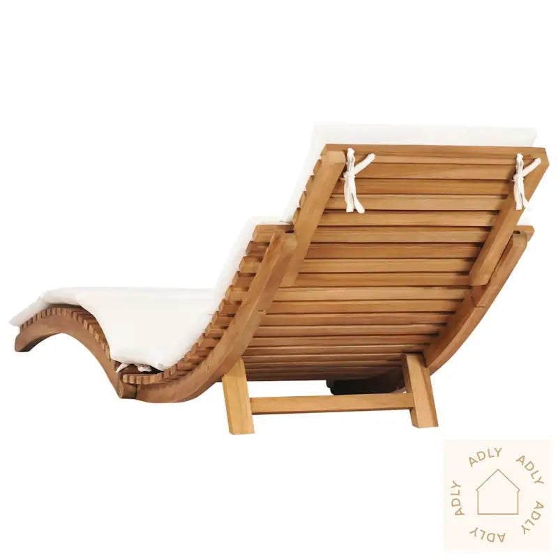 Sammenleggbar Solseng Med Kremhvit Pute Heltre Teak