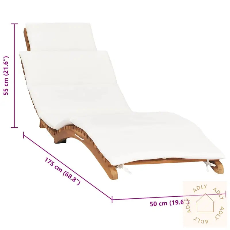 Sammenleggbar Solseng Med Kremhvit Pute Heltre Teak