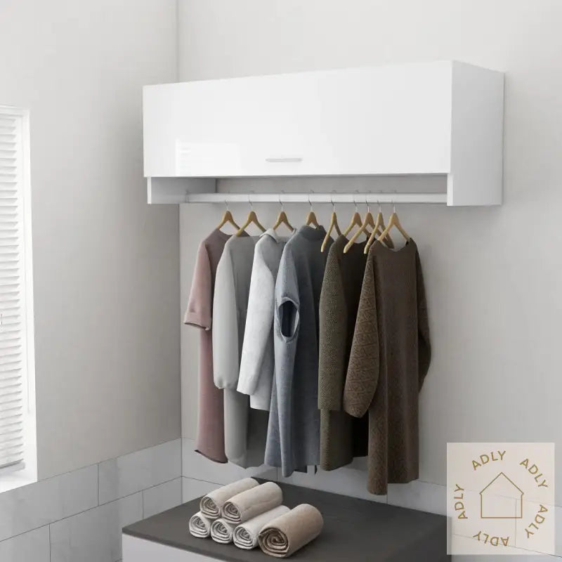Garderobe Høyglans Hvit 100X32,5X35 Cm Konstruert Tre