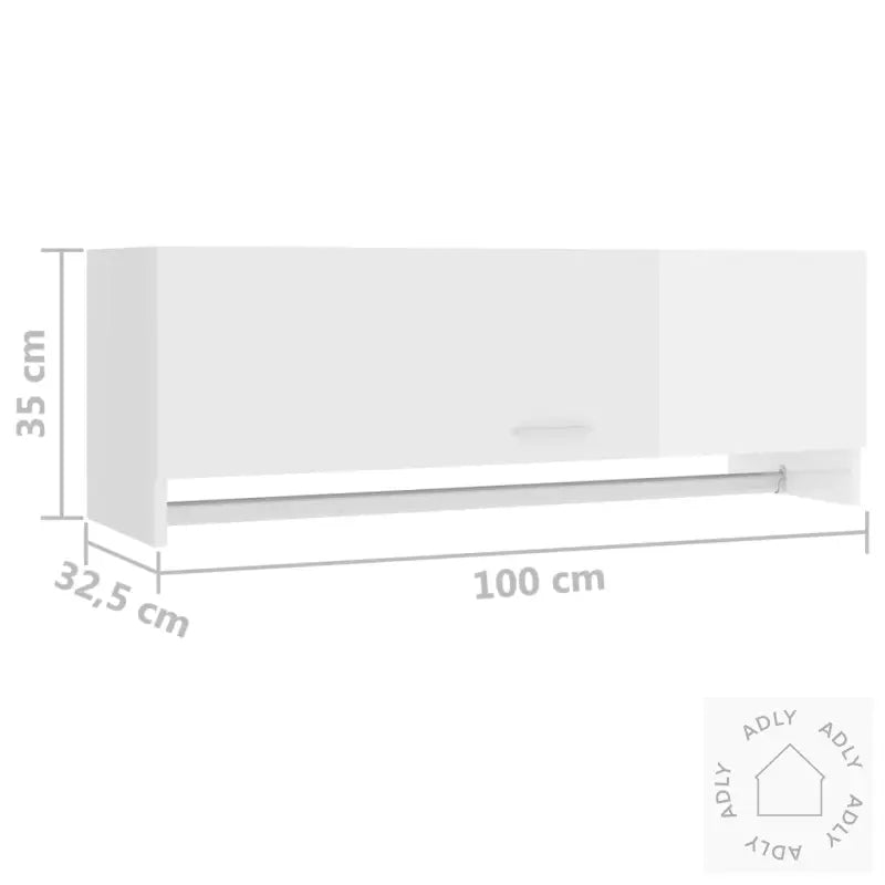 Garderobe Høyglans Hvit 100X32,5X35 Cm Konstruert Tre