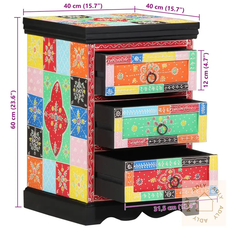 Skuffeskap Flerfarget 40X40X60 Cm Solid Mangotre