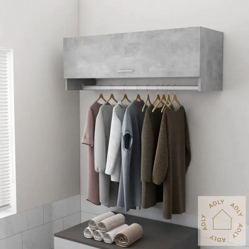 Garderobe Betonggrå 100X32,5X35 Cm Konstruert Tre