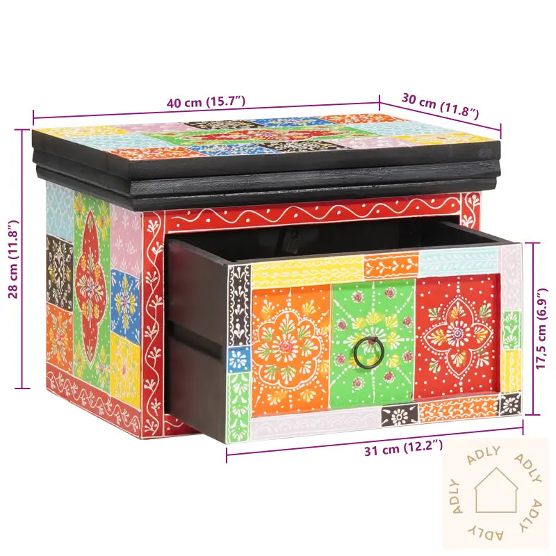 Nattbordskap 2 Stk 40X30X28 Cm Solid Tre Mango & Lagd Tre
