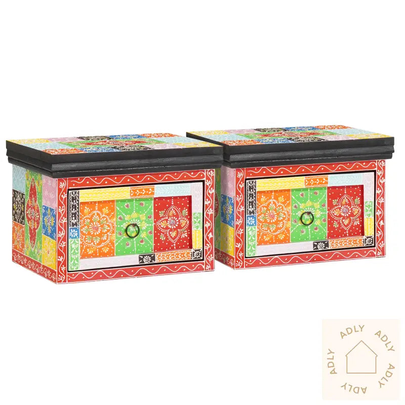 Nattbordskap 2 Stk 40X30X28 Cm Solid Tre Mango & Lagd Tre