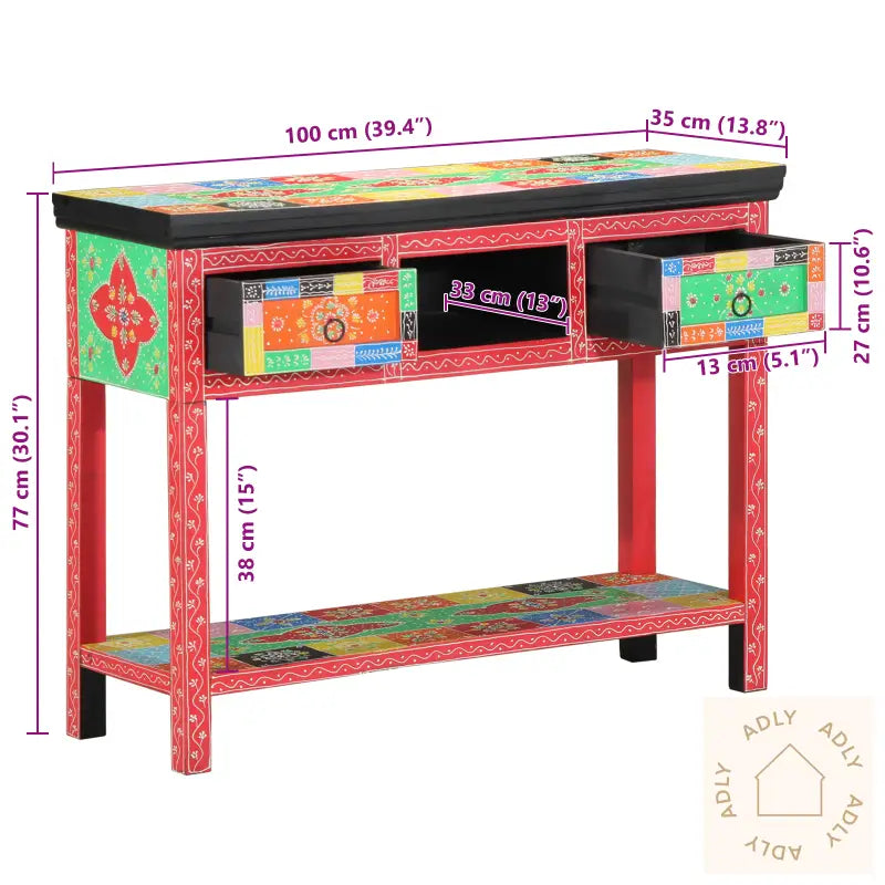 Konsollbord Flerfarget 100X30X75 Cm Solid Mango Tre