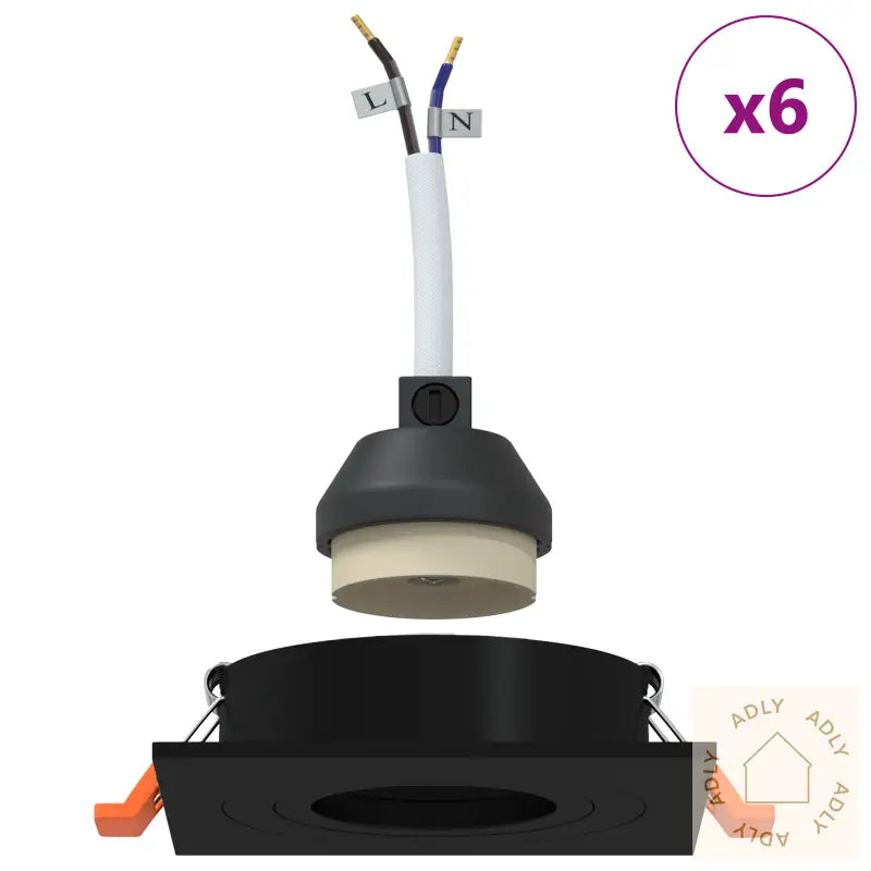 Innfelte Spotlights 6 Stk Firkantede Gu10 Svart 91X91 Mm