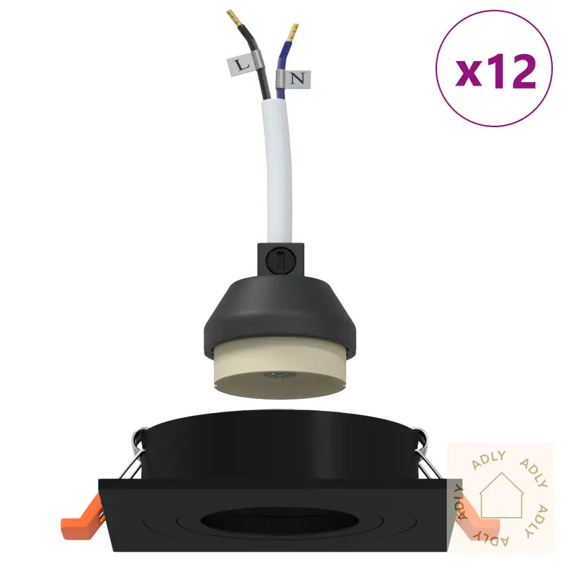 Nedsenkbare Spotlighter 12 Stk Firkant Gu10 Svart 91X91 Mm