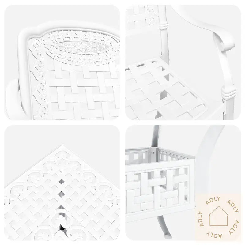 5-Delt Hagemøbelsett I Hvit Støpt Aluminium