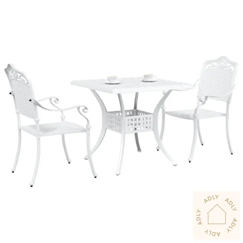 3-Delers Hagebistrosett Hvit Støpegods
