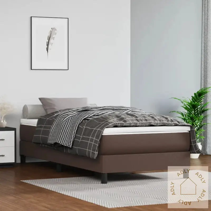 Madrass Med Pocketfjær Brun 90X200X20 Cm Kunstlær
