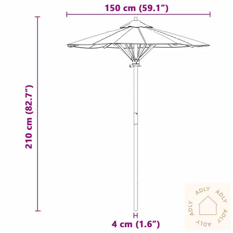 Hageparasol Kremhvit 150X210 Cm Bambus