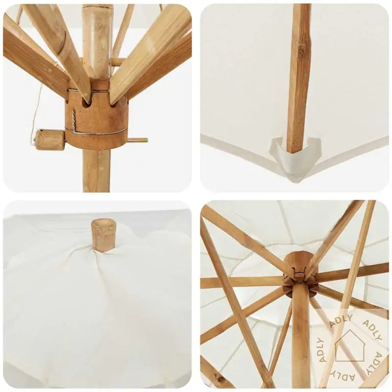 Hageparasol Kremhvit 150X210 Cm Bambus