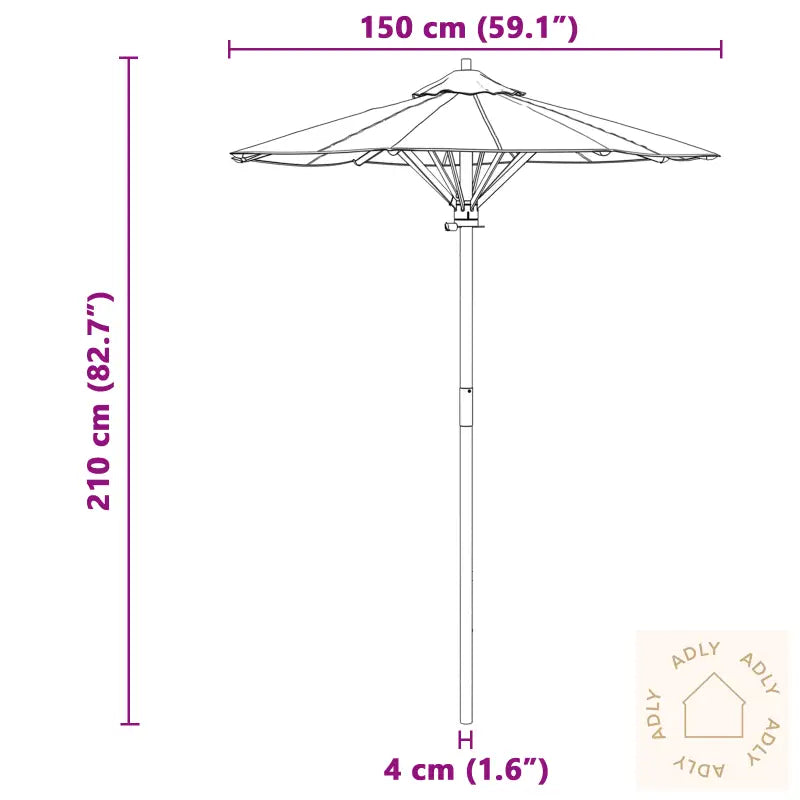 Hageparasol Kremhvit 150X210 Cm Bambus
