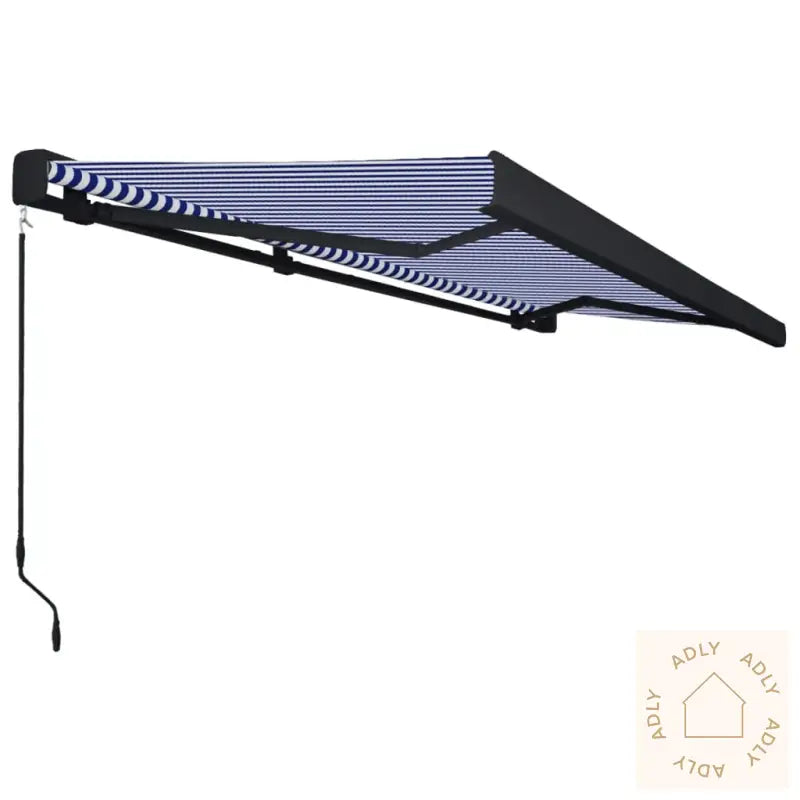 Manuell Kassettmarkise 500X300 Cm Blå Og Hvit