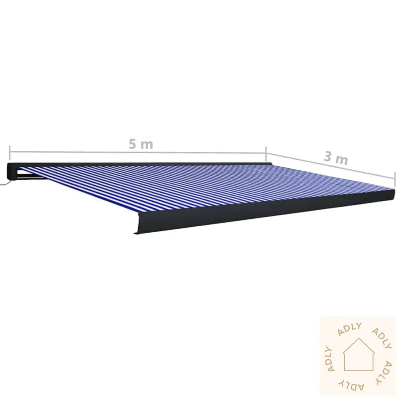 Motorisert Kassettmarkise 500X300 Cm Blå Og Hvit