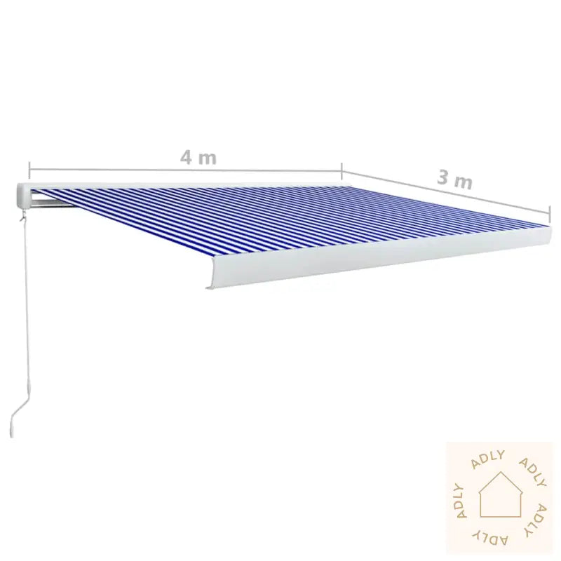 Manuell Kassettmarkise 400X300 Cm Blå Og Hvit