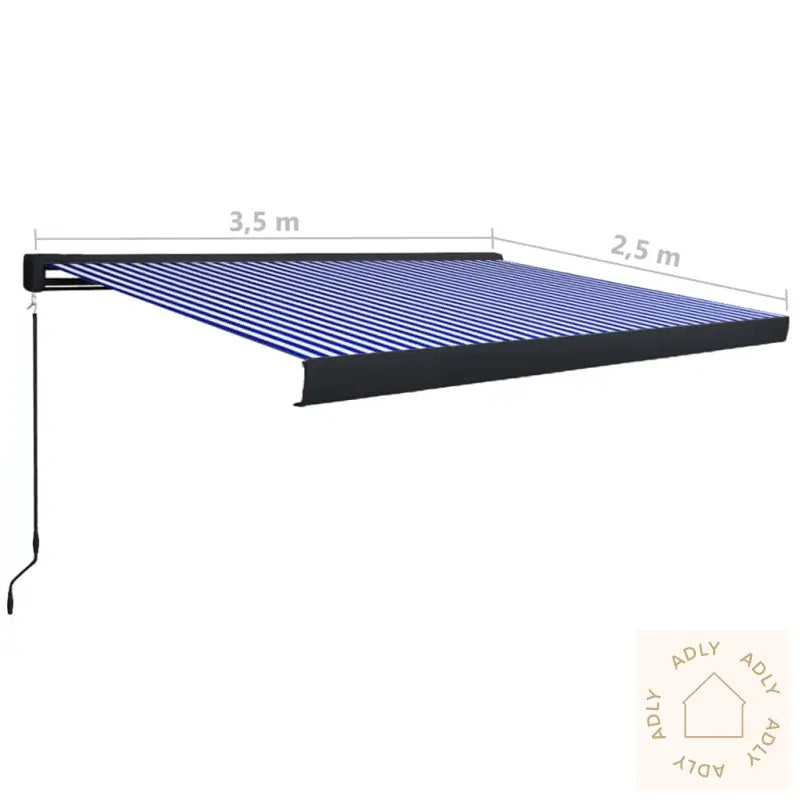 Manuell Kassettmarkise 350X250 Cm Blå Og Hvit