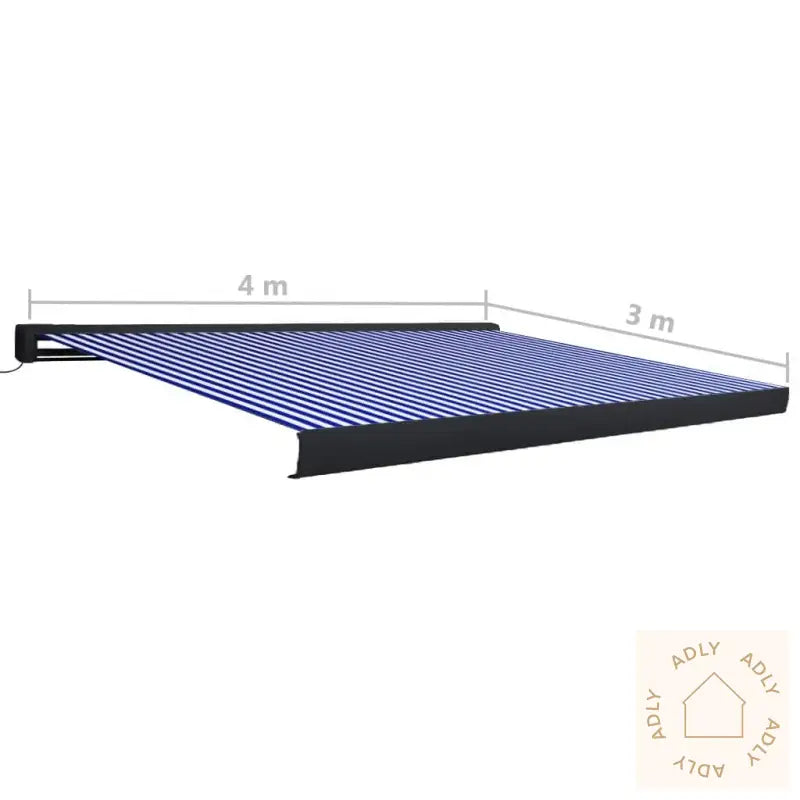 Motorisert Kassettmarkise 400X300 Cm Blå Og Hvit