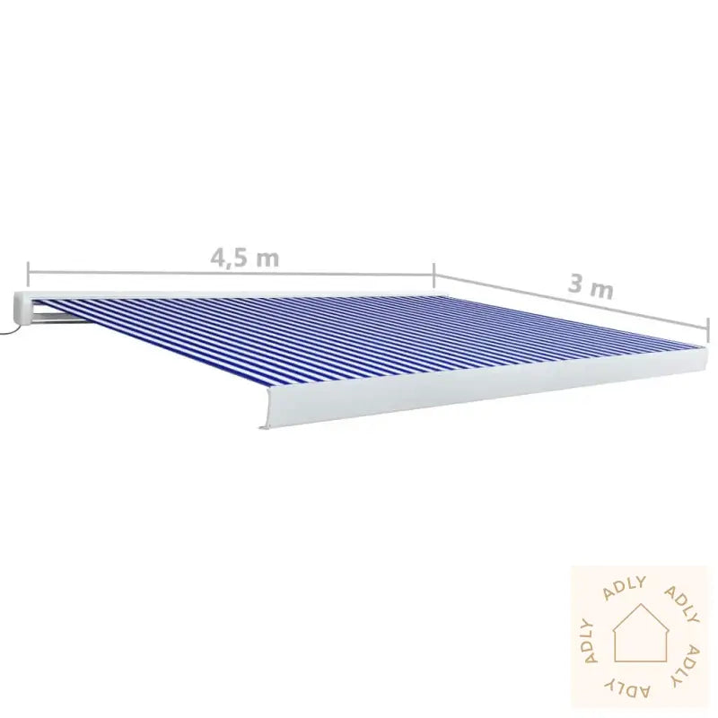 Motorisert Kassettmarkise 450X300 Cm Blå Og Hvit