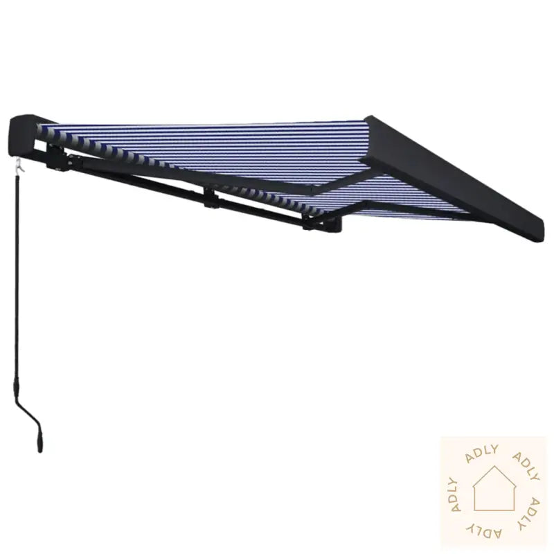 Manuell Kassettmarkise 350X250 Cm Blå Og Hvit