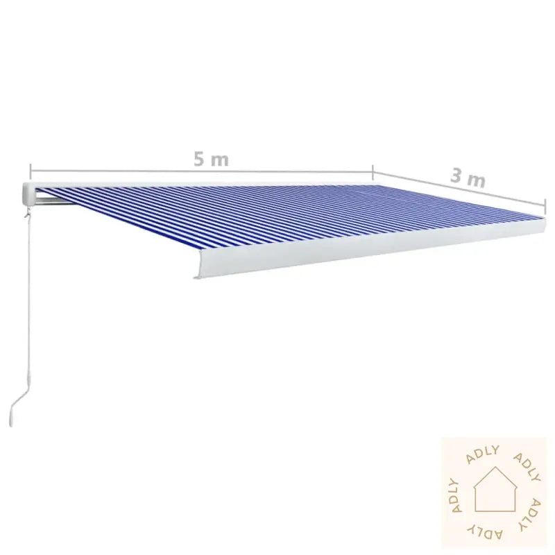 Manuell Kassettmarkise 500X300 Cm Blå Og Hvit